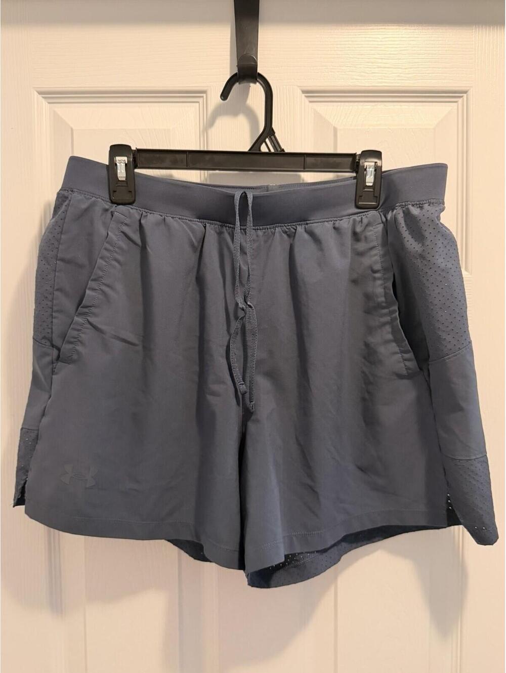 Mens Under Armour Gray Speed Pocket Fitted Lined Shorts XLarge